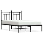 Metal Bed Frame without Mattress with Headboard Black 135x190cm