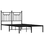 Metal Bed Frame without Mattress with Headboard Black 135x190cm