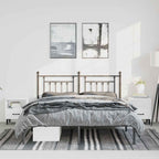 Metal Bed Frame without Mattress with Headboard Black 135x190cm
