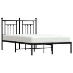 Metal Bed Frame without Mattress with Headboard Black 135x190cm