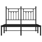Metal Bed Frame without Mattress with Headboard Black 135x190cm