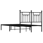 Metal Bed Frame without Mattress with Headboard Black 135x190cm