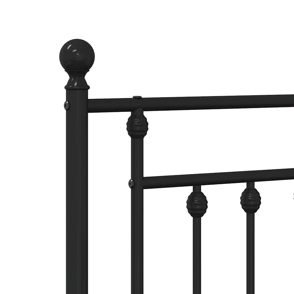 Metal Bed Frame without Mattress with Headboard Black 135x190cm