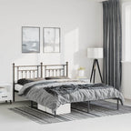 Metal Bed Frame without Mattress with Headboard Black 135x190cm
