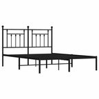 Metal Bed Frame without Mattress with Headboard Black 140x200cm