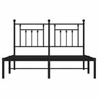 Metal Bed Frame without Mattress with Headboard Black 140x200cm
