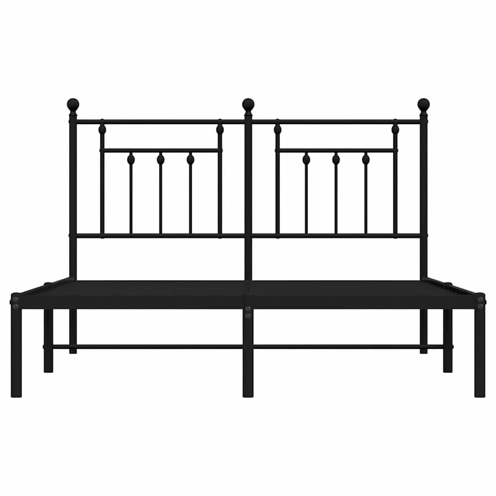 Metal Bed Frame without Mattress with Headboard Black 140x200cm
