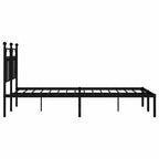 Metal Bed Frame without Mattress with Headboard Black 140x200cm