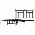 Metal Bed Frame without Mattress with Headboard Black 140x200cm