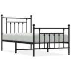 Metal Bed Frame without Mattress with Footboard Black 80x200cm