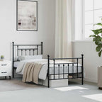 Metal Bed Frame without Mattress with Footboard Black 80x200cm