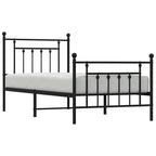 Metal Bed Frame without Mattress with Footboard Black 80x200cm