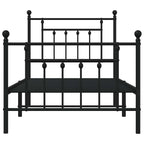 Metal Bed Frame without Mattress with Footboard Black 80x200cm