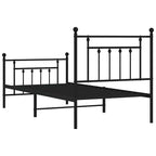 Metal Bed Frame without Mattress with Footboard Black 80x200cm