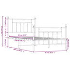 Metal Bed Frame without Mattress with Footboard Black 80x200cm