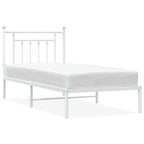 Metal Bed Frame without Mattress with Headboard White 90x200cm