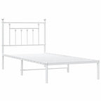 Metal Bed Frame without Mattress with Headboard White 90x200cm