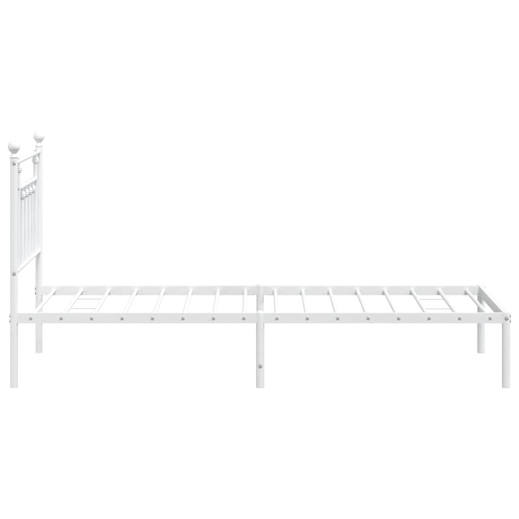 Metal Bed Frame without Mattress with Headboard White 90x200cm