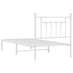 Metal Bed Frame without Mattress with Headboard White 90x200cm