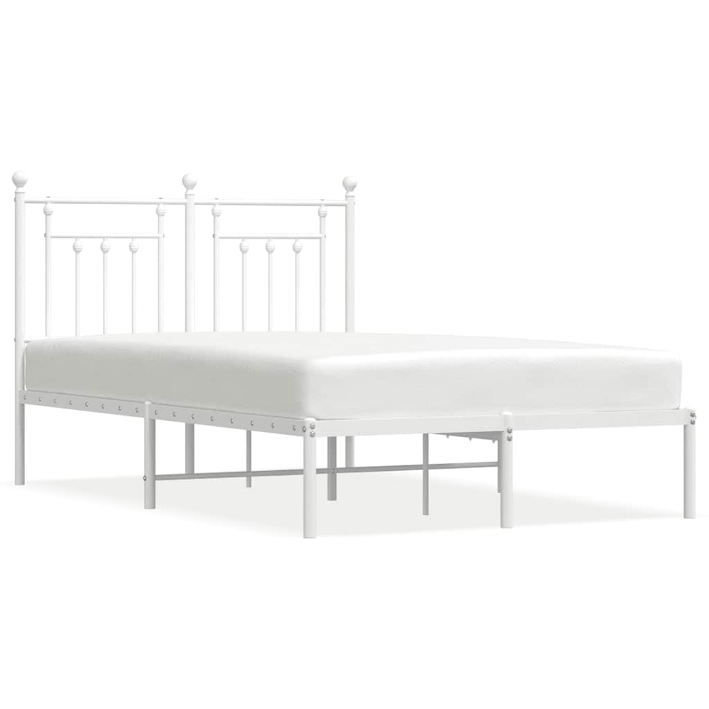 Metal Bed Frame without Mattress with Headboard White 120x200cm
