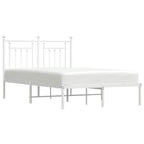 Metal Bed Frame without Mattress with Headboard White 120x200cm