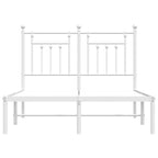 Metal Bed Frame without Mattress with Headboard White 120x200cm