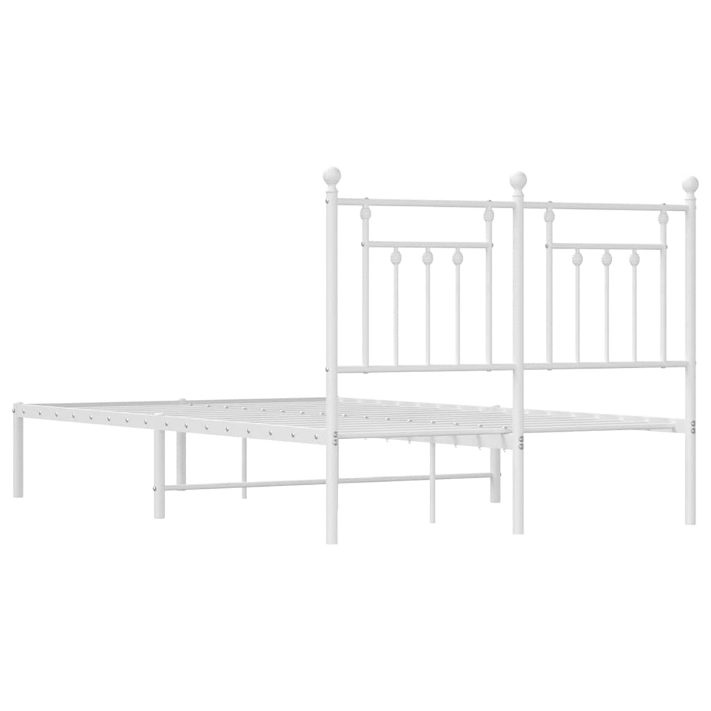 Metal Bed Frame without Mattress with Headboard White 120x200cm