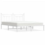 Metal Bed Frame without Mattress with Headboard White 160x200cm