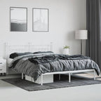 Metal Bed Frame without Mattress with Headboard White 160x200cm