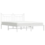 Metal Bed Frame without Mattress with Headboard White 160x200cm