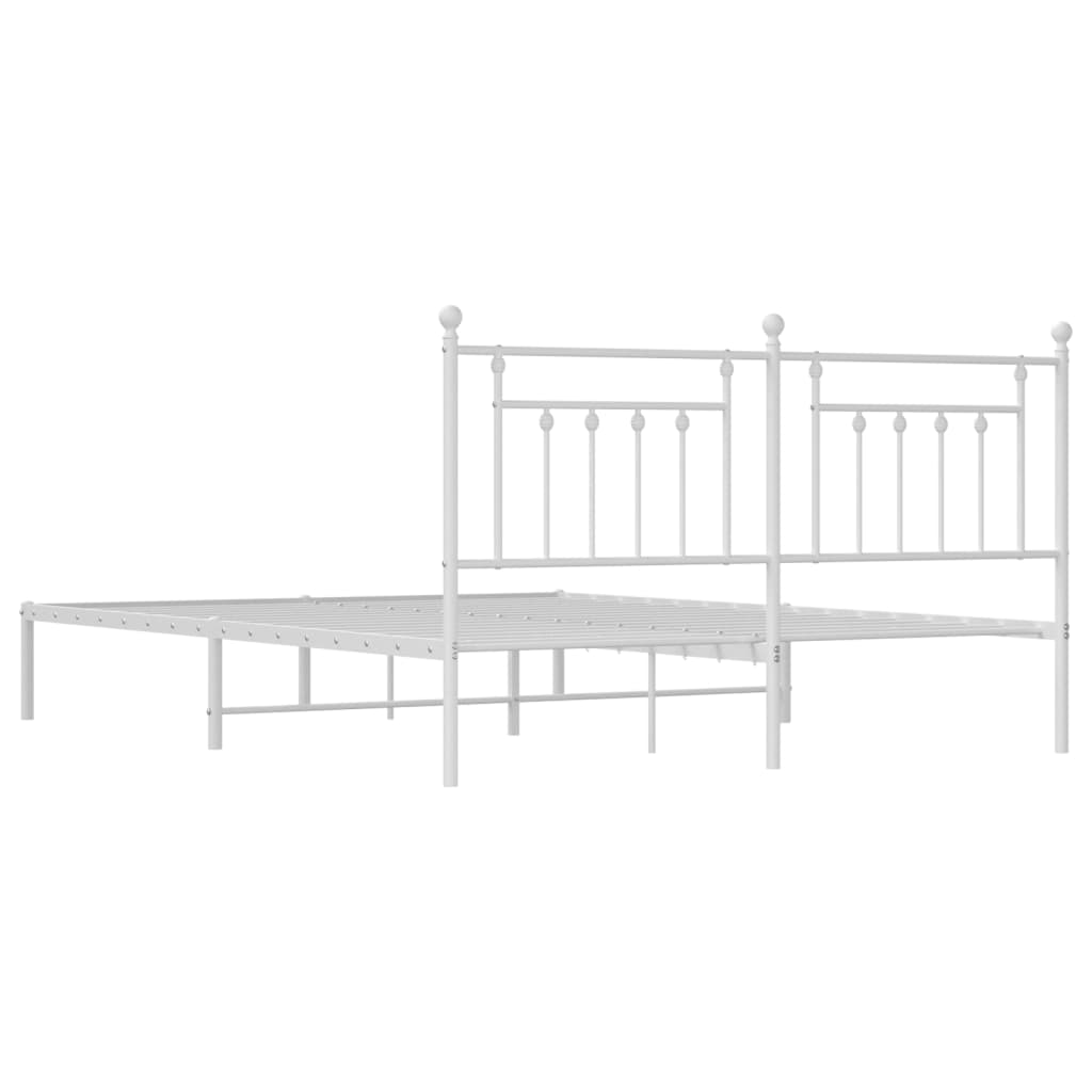 Metal Bed Frame without Mattress with Headboard White 160x200cm