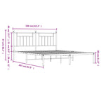 Metal Bed Frame without Mattress with Headboard White 160x200cm