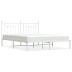 Metal Bed Frame without Mattress with Headboard White 183x213cm