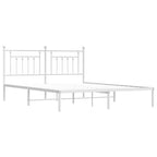 Metal Bed Frame without Mattress with Headboard White 183x213cm