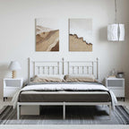 Metal Bed Frame without Mattress with Headboard White 183x213cm