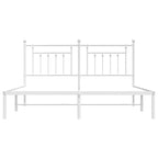 Metal Bed Frame without Mattress with Headboard White 183x213cm