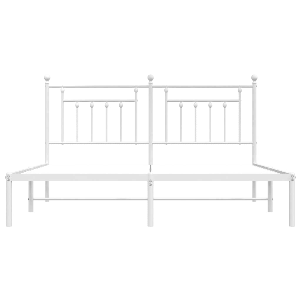 Metal Bed Frame without Mattress with Headboard White 183x213cm