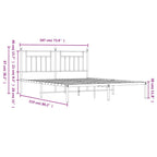 Metal Bed Frame without Mattress with Headboard White 183x213cm