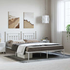 Metal Bed Frame without Mattress with Headboard White 183x213cm