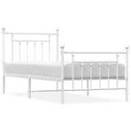 Metal Bed Frame without Mattress with Footboard White 80x200cm