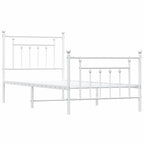 Metal Bed Frame without Mattress with Footboard White 80x200cm