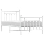 Metal Bed Frame without Mattress with Footboard White 80x200cm