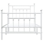 Metal Bed Frame without Mattress with Footboard White 80x200cm