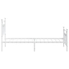Metal Bed Frame without Mattress with Footboard White 80x200cm