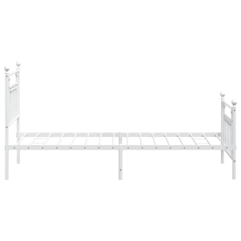 Metal Bed Frame without Mattress with Footboard White 80x200cm