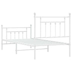 Metal Bed Frame without Mattress with Footboard White 80x200cm