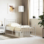 Metal Bed Frame without Mattress with Footboard White 80x200cm