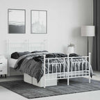 Metal Bed Frame without Mattress with Footboard White 120x200cm