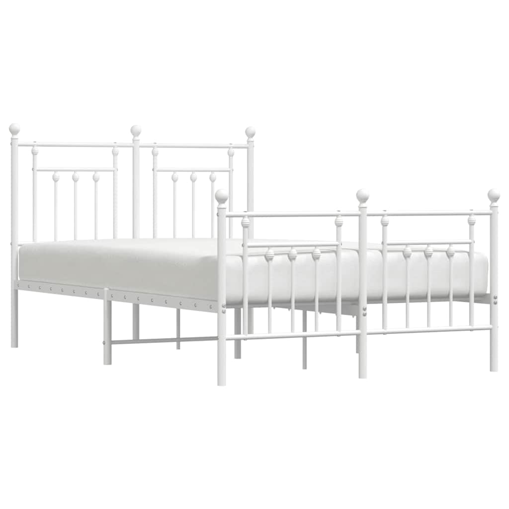 Metal Bed Frame without Mattress with Footboard White 120x200cm