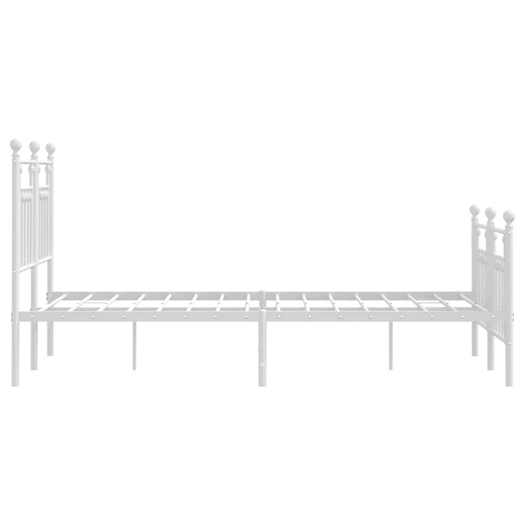 Metal Bed Frame without Mattress with Footboard White 120x200cm